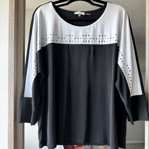 Calvin Klein Dolman Style Studded Top Womens XL Packable Slinky Grunge Punk